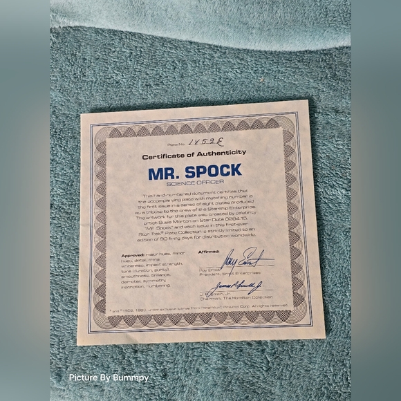 Vintage R J Ernst STAR TREK PLATE 1984 MR. SPOCK 1452E Hamilton collection plate - Picture 7 of 7